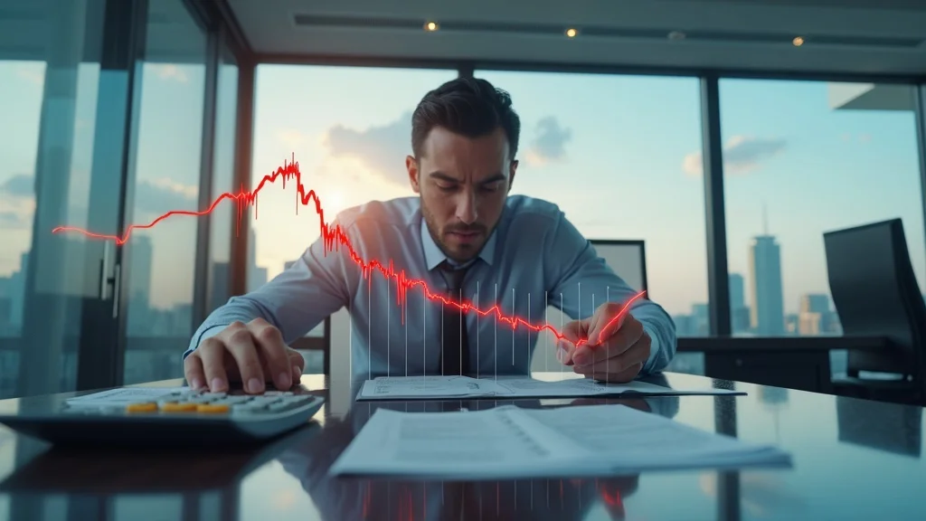 unused software spend - Small business owner stressed over falling financial graph linked to duplicate tools